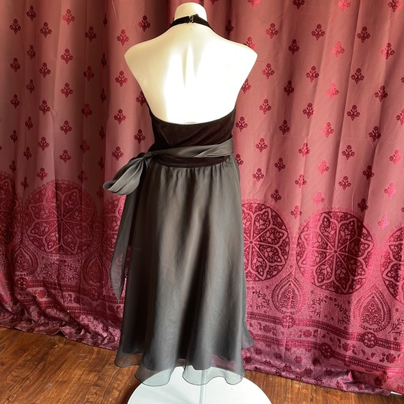VTG Nineties Velvet Halter Dress Size Eight With Sash - Picture 6 of 14